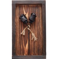 Novecrafto Mountable Wooden Frame with Forged Iron Roses - Ideal Iron Gifts for 6th Anniversary - Wrought Iron & Wood Fusion for Her in True Black