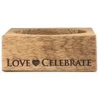 Selbrae House Oak Wine Bottle Coaster - Love & Celebrate in Beige