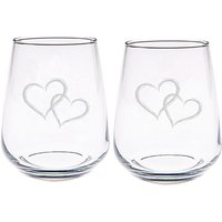 Selbrae House 2 Stemless Glasses - Love Hearts in Clear