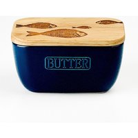 Selbrae House Blue Butter Dish - Fish Repeat in Dark Blue | Size: 140 cm x 90 cm