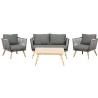 Primrose Living 4 Seater Luxury Lifestyle Rattan Rope Detail Garden Sofa Chair Set with Coffee Table in Beige