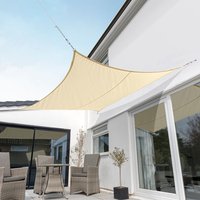Primrose 5.4m Square Waterproof Ivory Garden Patio Sun Shade Sail Canopy 98% UV Block with Free Fixing Kit in Light Sand