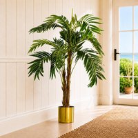 Leaf 120cm Premium Artificial palm tree with pot with Gold Planter in Green