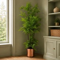 Leaf 150cm Artificial Natural Moss Base Fern Foliage Plant with Copper Metal Plater in Green