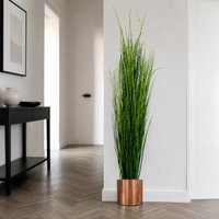 Leaf 130cm Artificial Onion Grass Plant with Copper Metal Plater in Green
