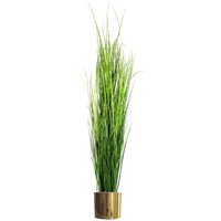 Leaf 130cm Artificial Extra Large Grass Plant with Gold Planter in Green