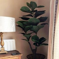 Leaf 120cm (4ft) Large Artificial Fiddle Fig Tree Ficus Evergreen Plant in Green