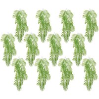 Leaf Pack of 12 x 120cm Artificial Hanging Palm Plant in Green | Size: 12 x 120 cm