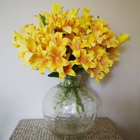 Leaf 12 x 60cm Artificial Lily Stem Yellow (144 Flowers) | Size: 12 x 60 cm