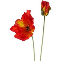 Leaf Artificial 100cm Poppy Stem - 2 Flowers in Red