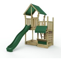 OutdoorToys Wooden Climbing Frame with Play Tower & Slide - M3 Shop in Brown