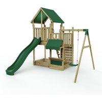 OutdoorToys Wooden Climbing Frame with Play Tower & Slide - M3 Single Shop in Brown