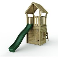 OutdoorToys Modular Wooden Garden Climbing Frame Adventure Playset for Kids - M7 with Den in Brown