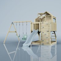 PolarPlay Climbing Tower & Playhouse Swing Saga Mist