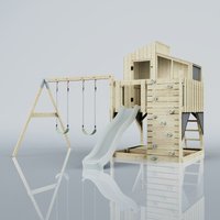 PolarPlay Climbing Tower & Playhouse Swing Geir Mist