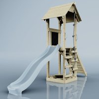OutdoorToys PolarPlay Tower Kids Wooden Climbing Frame with Slide - Yarin Mist in Beige