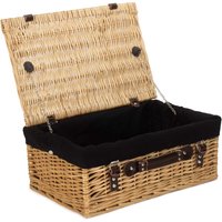 Red Hamper Wicker 45cm Buff Picnic Basket with Cotton Lining in Black