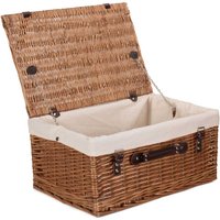 Red Hamper Wicker 51cm Double Steamed Picnic Basket with Cotton Lining in Cream