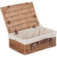Red Hamper Wicker 36cm Double Steamed Picnic Basket with Cotton Lining in Brown