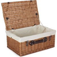 Red Hamper Wicker 56cm Double Steamed Picnic Hamper Basket With White Lining in Brown