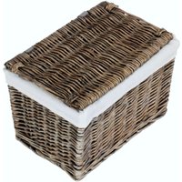 Red Hamper 36cm Grey Wash Finish Storage Wicker Hamper Basket