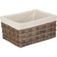 Red Hamper Wicker Grey Scandi Storage Basket With White Lining | Size: Medium