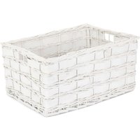 Red Hamper Wicker Unlined White Scandi Storage Basket | Size: Large