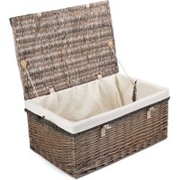 Red Hamper Wicker 62cm Antique Wash Picnic Basket with Cotton Lining in Natural