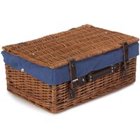 Red Hamper Wicker 46cm Double Steamed Picnic Basket with Cotton Lining in Blue