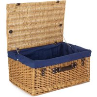 Red Hamper Wicker 60cm Cotton Lined Buff Wicker Basket in Blue
