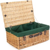 Red Hamper Wicker 55cm Buff Picnic Basket with Cotton Lining in Green