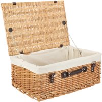 Red Hamper Wicker 55cm Buff Picnic Basket with Cotton Lining in White