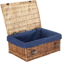 Red Hamper Wicker Large Cotton Lined Hamper in Blue