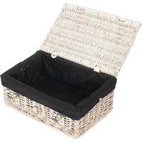 Red Hamper Wicker 35cm Empty Whitewash Picnic Basket with Back Lining in White
