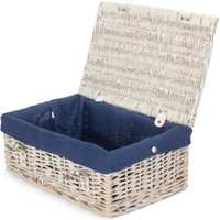 Red Hamper Wicker 35cm Empty Whitewash Picnic Basket with Back Lining in Natural