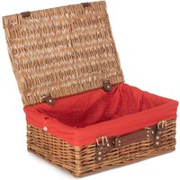 Red Hamper Wicker 35cm Light Steamed Picnic Basket with Cotton Lining in Red