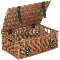 Red Hamper Wicker Double Steamed Unlined 35cm Empty Hamper Basket in Brown