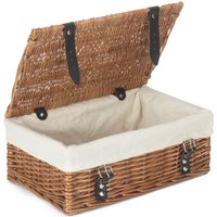 Red Hamper Wicker Double Steamed White Lining 35cm Empty Hamper Basket in Brown