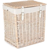 Red Hamper Cotton Lined Boutique White Wash Laundry Basket
