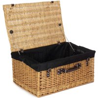 Red Hamper Wicker 60cm Cotton Lined Buff Wicker Basket in Black