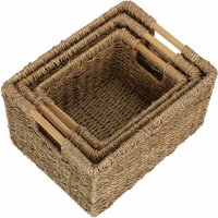 Red Hamper Seagrass Set of 3 Nordic Seagrass Storage Basket in Brown