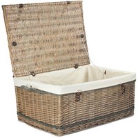 Red Hamper 72cm Antique Wash Rope Handled Trunk Picnic Basket in Light Sand