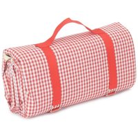 Red Hamper Blue & White Gingham Picnic Blanket in Red
