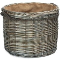 Red Hamper Medium Antique Wash Round Storage Log Basket in Light Brown