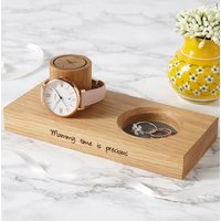 MijMoj Design Mummy Time Is Precious Solid Oak Watch Stand With Tray in Light Oak