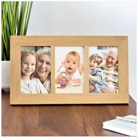 MijMoj Design Solid Oak Triple Aperture Photo Frame - Three Photo Collage Frame in Light Oak