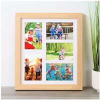 MijMoj Design Five Aperture 6"x4" Solid Natural Oak Photo Frame - Multi Photo Gallery Frame in Light Oak
