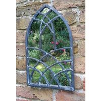 Inspirational Gifting Shillington Arched Window Mirror Screen for a Home or Garden 40cm in Grey