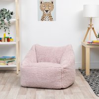 icon Kids Natalia Teddy Berber Fleece Childrens Bean Bag Armchair in Pale Pink