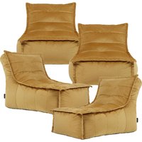 icon Dolce Large Beanbag Lounger, Velvet (4-Pack) in Yellow